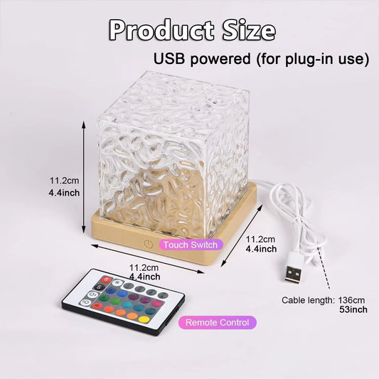 16Colors Ocean Wave Aurora Projector Light Touch LED Night Light Remote Dimmable Auto Rotating USB Powered Gift Party Decoration